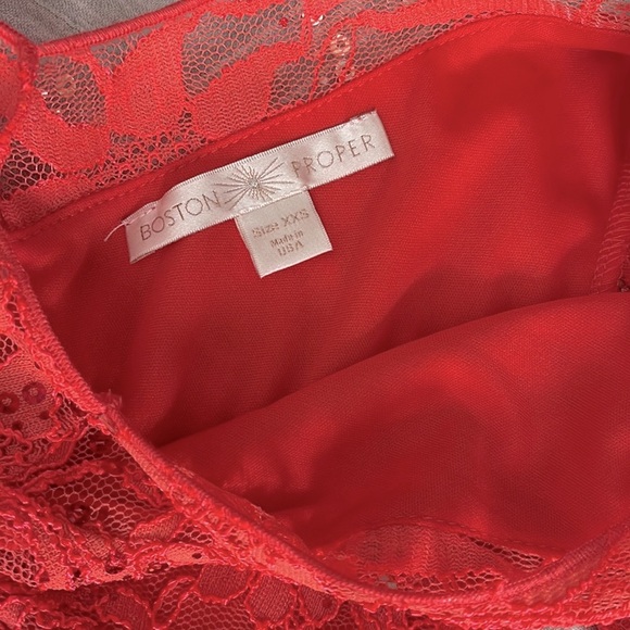 Boston Proper Coral Lace Sequin Top XXS - Picture 6 of 9